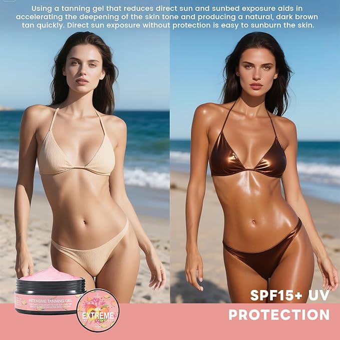 Intensive Tanning Gel,Dark Tan Accelerator Gel for Outdoor Sun & Tanning Beds (pink)
