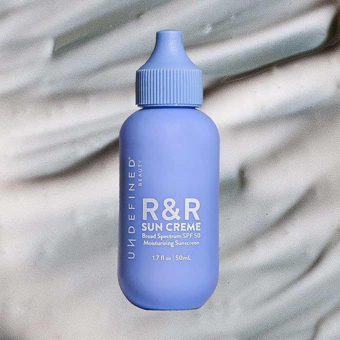 Undefined R&R Sun Crème SPF 50 – 3-in-1 Moisturizing Sunscreen with Ceramides, CoQ10, Niacinamide, Resveratrol, no white cast reverse emulsion to hydrate and protect skin, 1.7oz