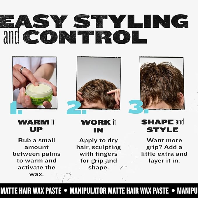 TIGI Bed Head Manipulator Matte Hair Wax, Strong Hold Sculpting and Styling Paste for Short to Medium Hair, 2.01 oz | Matte, Paste