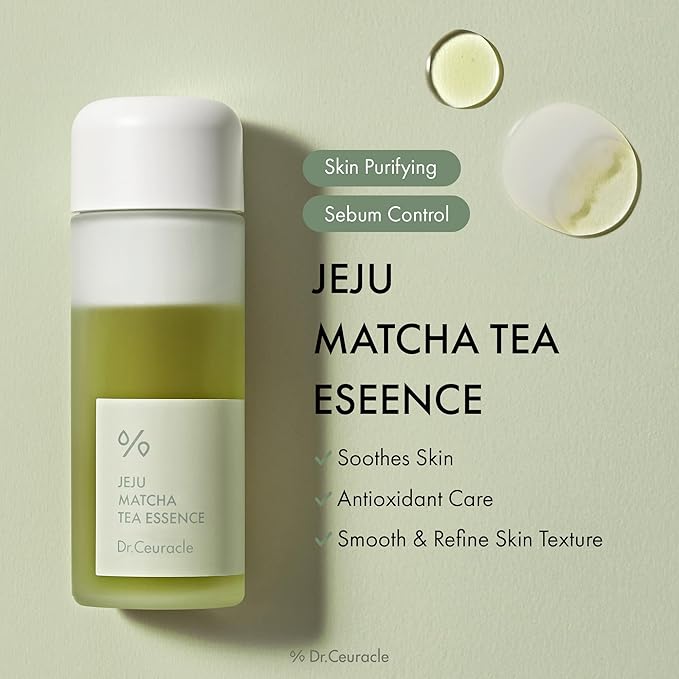Dr.Ceuracle Jeju Matcha Tea Essence - Skin Purifying Milky Toner with Matcha Extract, 9-Peptide, Ceramide, Korean Skincare Essence (150 ml / 5.07 fl. oz.)