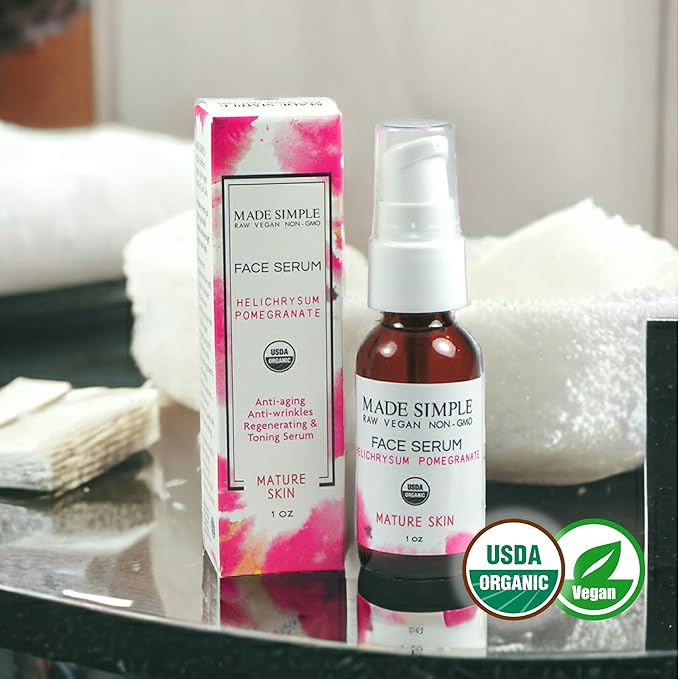 Helichrysum Pomegranate Face Serum - Certified Organic, Vegan, & Cruelty-Free
