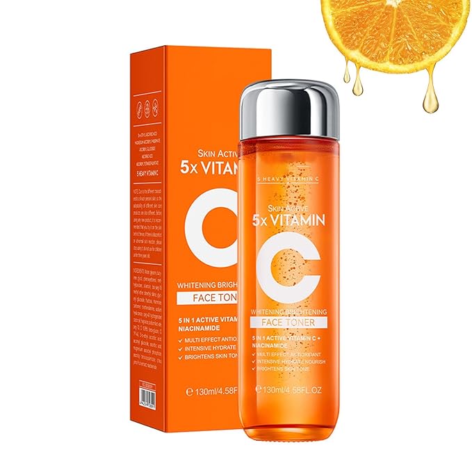5X Vitamin C & Hyaluronic Acid Hydrating Toner - Brightening, Pore Minimizing Facial Toner for Glowing Skin & Sensitive Skin, 130ml（Gift for Women）
