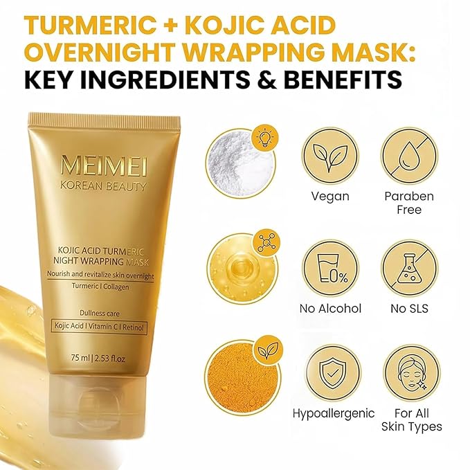 GFG Meimei Korean Beauty Turmeric Wrapping Mask With Vitamin C | Hydrating Peel-Off Face Mask For Brightening, Even Skin Tone & Deep Nourishing | Achieve Radiant And Firm Skin(1pc)