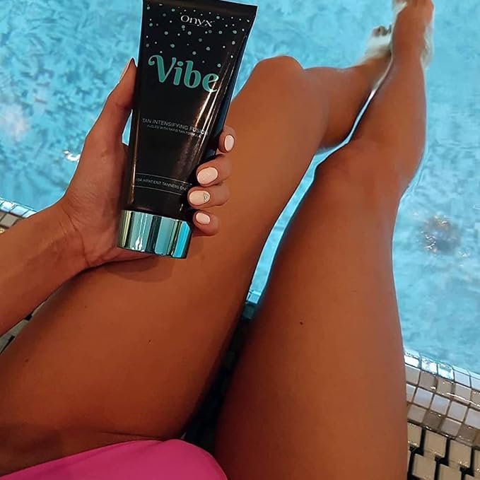 Onyx Vibe Advanced Tanning Bed Accelerator | Indoor Tanning Bed Intensifier | Outdoor Sun Tan Maximizer | Naturally Radiant Sun-Kissed Tan with Bronzer-Free | Flawless Finish