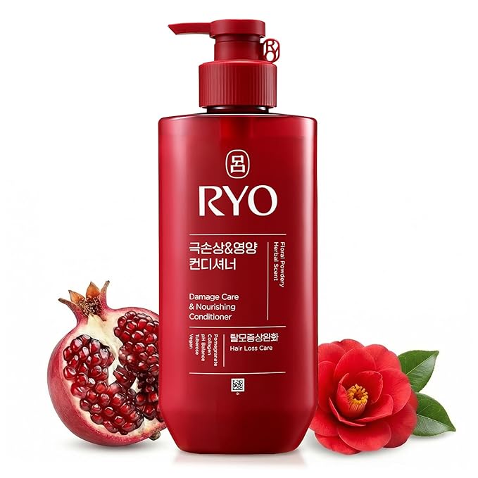 RYO Damage Care & Nourishing Conditioner with Korean Ginseng & Caffeine - Repair and Moisturizing, Anti Loss Care, Strengthening hair roots, 16 Fl Oz.