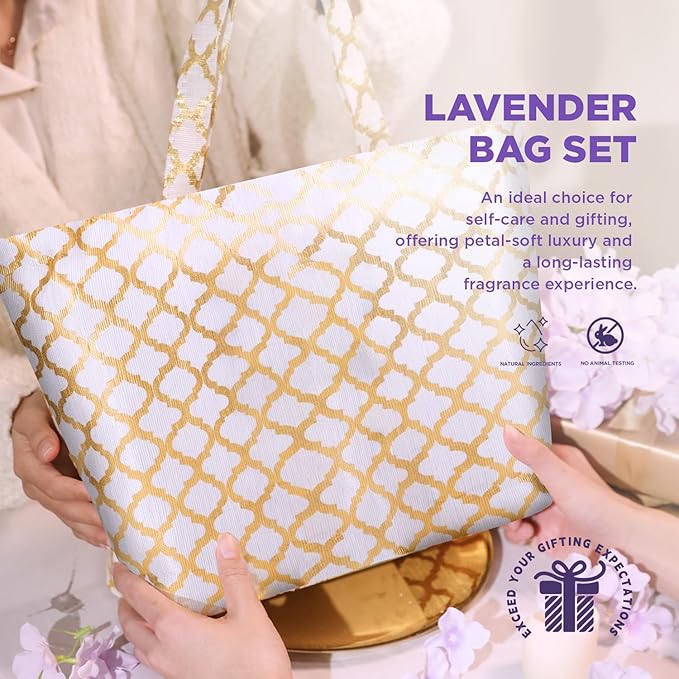 Spa Luxetique Gifts for Women Lavender Gift Baskets for Women 15pcs Bath and Body Work Gift Set With Tote Bag Bath Sets for Women Mothers Day Gifts for Her
