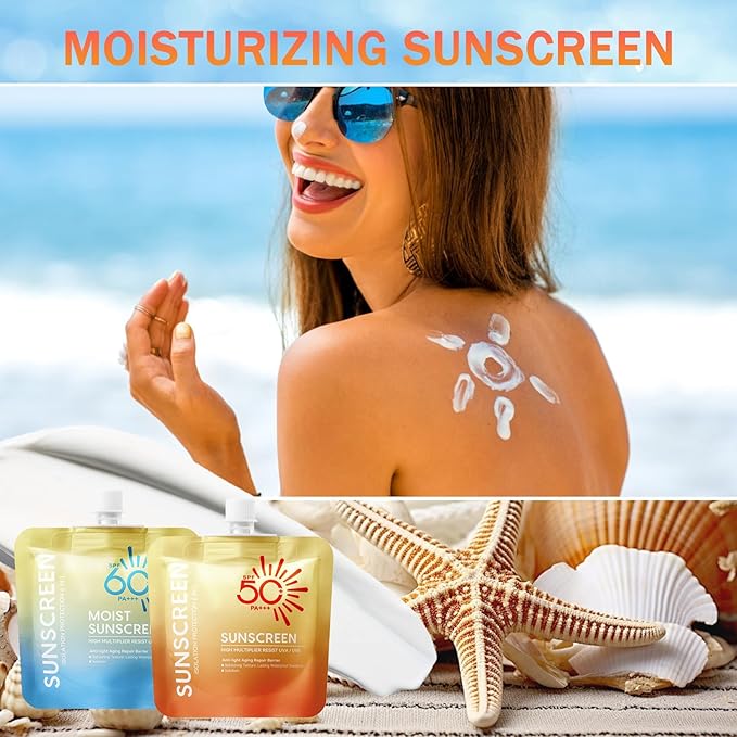 2PCS Face Sunscreen SPF 50,Waterproof Sun Screen SPF 60,Lightweight Face Sunscreen for Women Men,Non-greasy Sunblock,Moisturizing Body Sun screen Lotion for All Skin Types