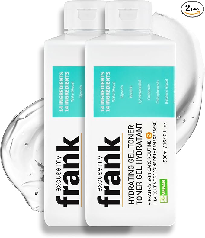 Excuse My Frank Hydrating Gel Toner – Korean Soothing Skincare, Refreshing Moisturizer for Face, Calming Skin, Hydrating, Gentle Facial Toner for Women, All Skin Types (2 Pack)