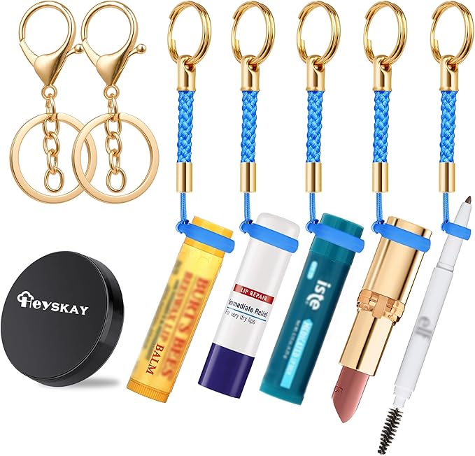 HEYSKAY Lip Balm Holder, Lipgloss Holder Keychain Cap Compatible with Chapstick,Summer Fridays,NIVEA,Stocking Stuffers Gifts