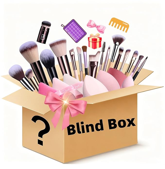 BS-MALL Makeup Brushes & Beauty Tools Assortment Box – Curated Collection of Makeup Brushes, Makeup Bag, Makeup Sponge, Hair Ties & More Professional Beauty Tools for Daily Use & Travel(L)