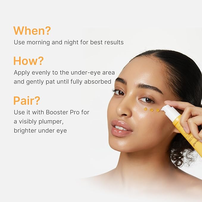 medicube Facial Device & Brightening Eye Care Duo: Kojic Acid Eye Gel Serum with Turmeric & Vitamin C and Booster Pro Black | All-Day Refreshing & Brightening Care with Retinol & Caffeine