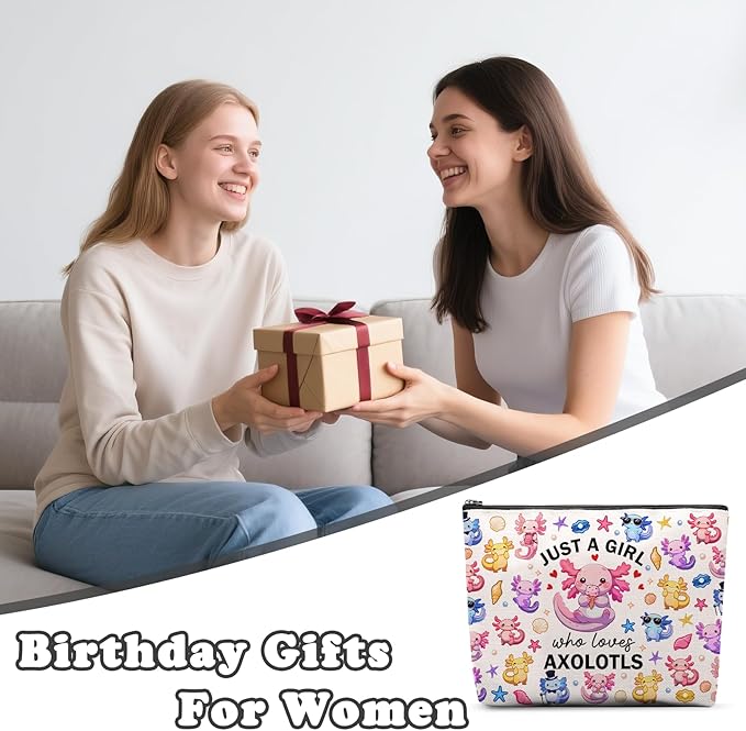 Axolotl Makeup Bag, Gifts For Axolotl Lovers, Axolotls Makeup Pouch, Axolotls Travel Toiletry Bag With Zipper, Birthday Anniversary Christmas Gifts For Mom Sister, Travel Toiletry Bag