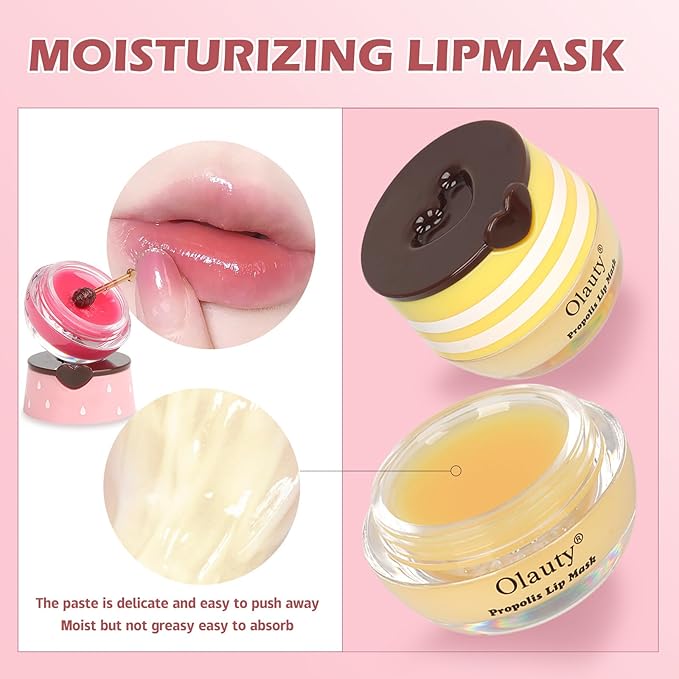 6 PCS Bee Lip Balm Lip Mask Honey Pot, Mothers Day Gifts, Honey Balm Lip Mask Overnight Moisturizing Lip Balm,Sleeping Lip mask Prevention Dry,Teacher Appreciation Gifts,Easter Basket Stuffers