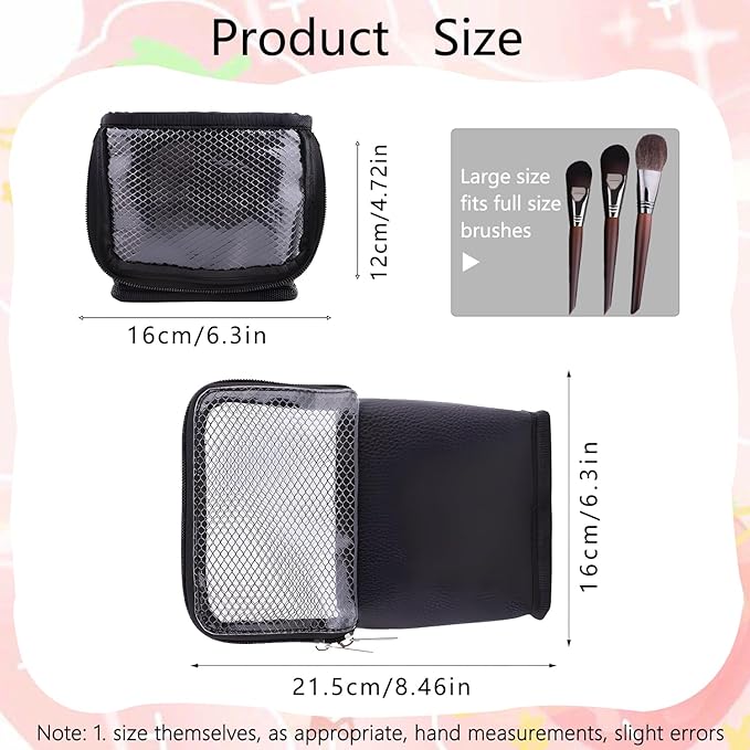 MOND'SUB Makeup Brush Organizer Bag, Makeup Brush Case Travel Makeup Brush Holder Large Professional Cosmetic Bag Artist Storage Bag Essentials Stand-up Foldable Makeup Cup Waterproof （Black, Large）