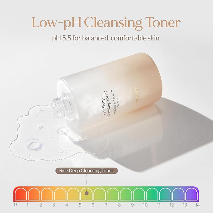 LU'PIUM Rice Deep Cleansing Toner – 81% Rice Bran Water Micellar Formula for Pore Purifying and Hydration with 7 Types of Hyaluronic Acid, Korean No-Rinse Skincare Toner