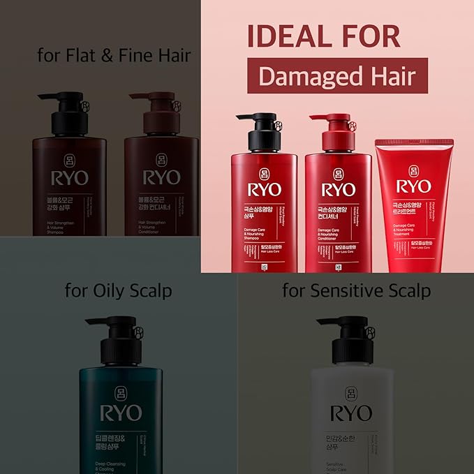 RYO Damage Care & Nourishing Treatment with Korean Ginseng & Caffeine - Deep Conditioning Mask for Repair and Moisturizing, Anti Loss Care, Strengthening hair roots, 10 Fl Oz.