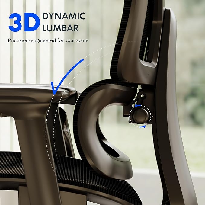 FLEXISPOT ErgoX Premium Ergonomic Office Chair with Footrest- Adjustable 3D Armrests, Dynamic Lumbar Support, Recline & Tilt Function, Mesh Seat, for Home & Office Use,Blue Foam