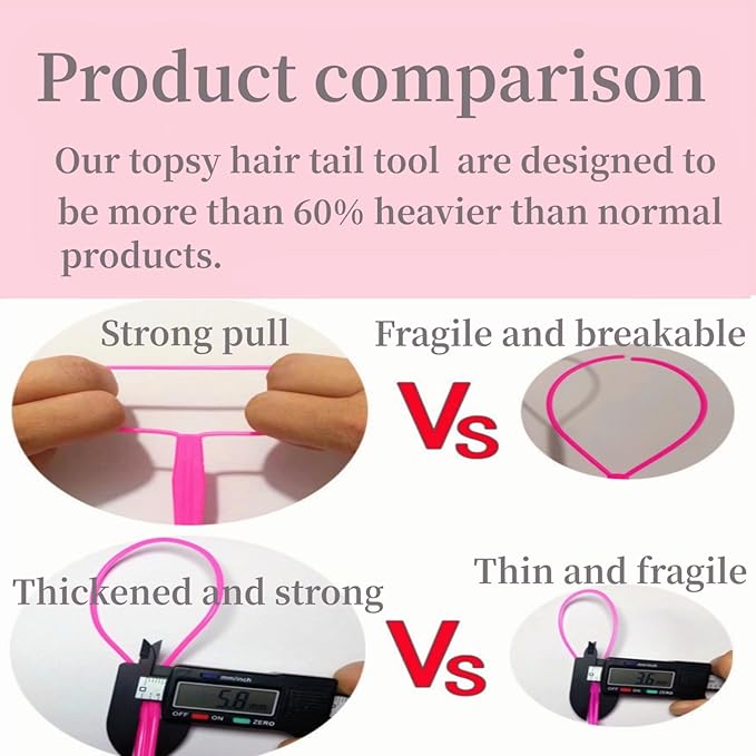 Topsy Tail Hair Tool Set - 6pcs Loop Styling Tool, Ponytail Pull Through, Two Sizes, 3 Colors (Pink/Purple/Blue) for Women, Girls & Kids