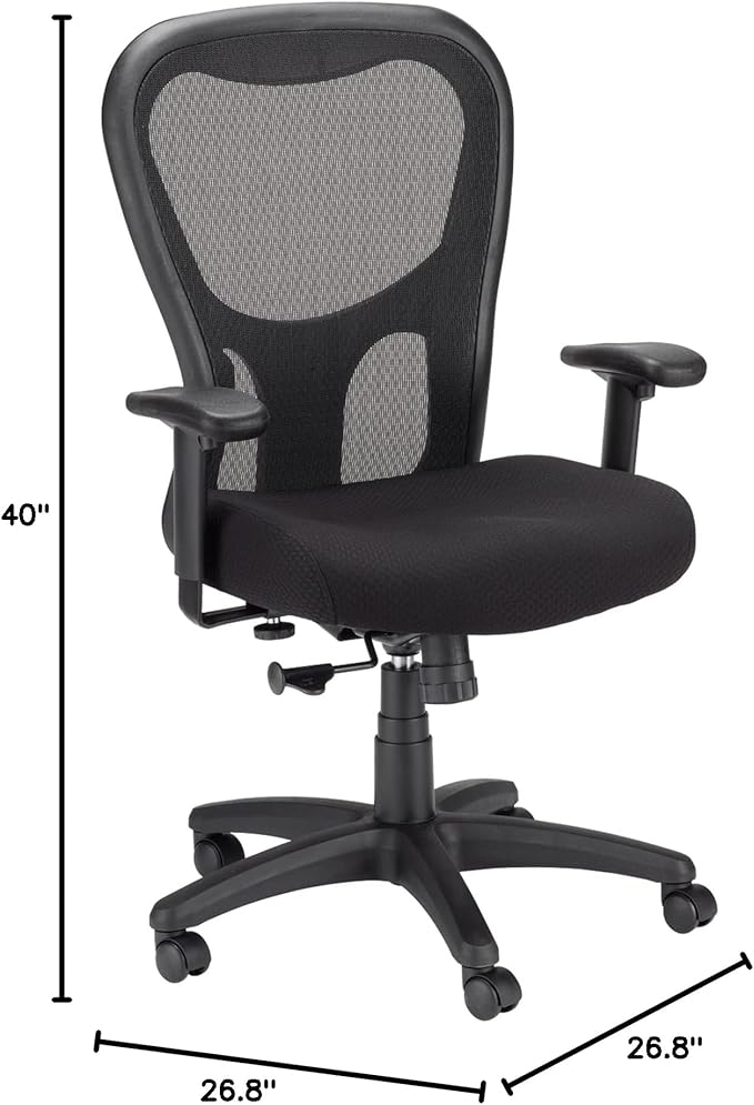 Tempur-Pedic TP9000C Mesh Swivel Task Chair with Tempur Material, Cooling Gel Layer, Adjustable Armrests, and Lumbar Support, Black