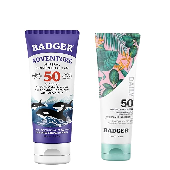 Badger Mineral Sunscreen SPF 50 and SPF 50 Daily Mineral Sunscreen