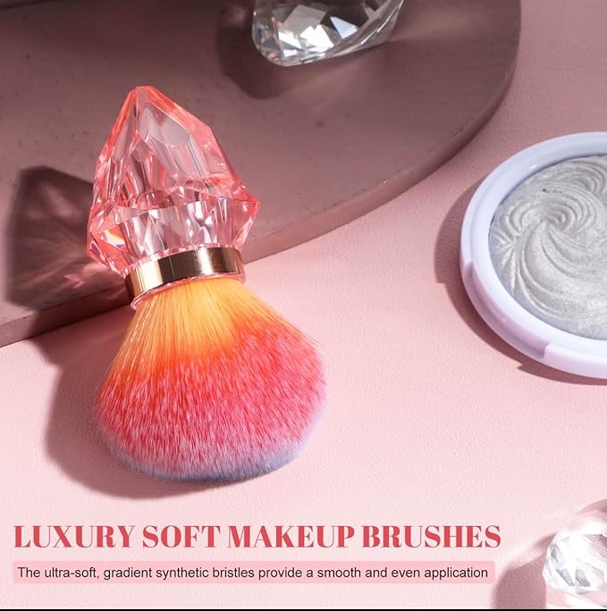 AKINA Large Make up Brush Comes With FREE TRAVEL CASE. Powder Brush Durable Kabuki Make up Brush. Flawless Powder Buffing. Perfect For Setting make up. Ultra Soft Bristles.(Sunset)