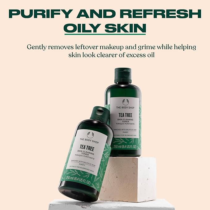 The Body Shop Tea Tree Skin Clearing Mattifying Toner – Purifying Vegan Facial Toner for Oily, Blemished Skin – 8.4 oz