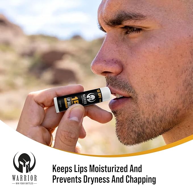 Warrior SPF 15 Lip Balm - Unscented Chapstick Made from Purified Beeswax in USA - Protects Against Wind, Cold, Heat, and UV Rays - Premium Lip Sunscreen Used by Military (0.15 OZ Tube)