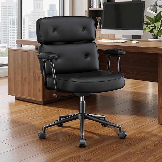 OLIXIS Ergonomic Home Office Desk Chair, Computer Chair with Lumbar Support Adjustable Height Rolling Swivel Executive Task Armrests Chair, Inky
