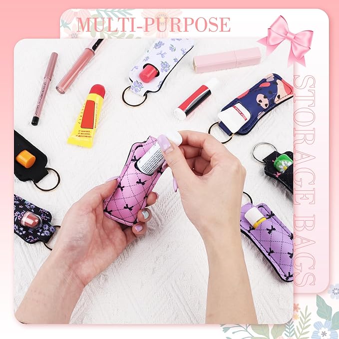 3PCS Chapstick Keychain Holder, Potable Lip Balm Holder, Lip Gloss Holder Keychain for Lipstick, Chapstick, Lip Balm