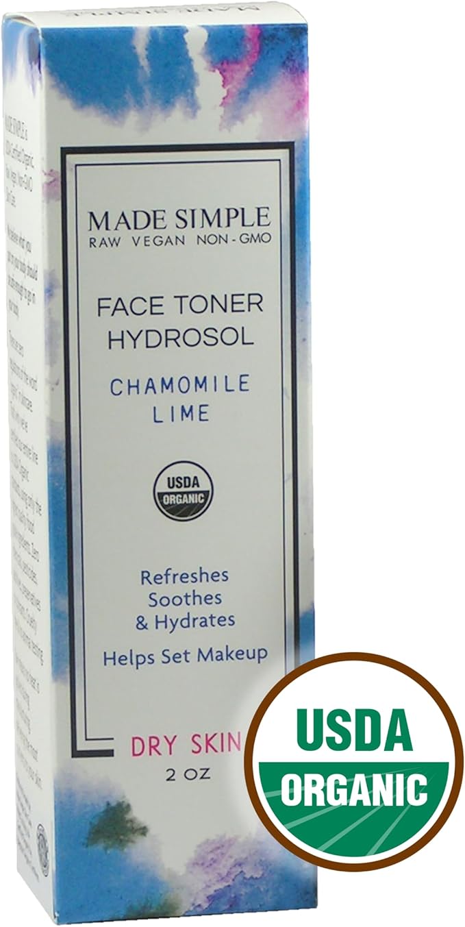 Chamomile Lime Face Toner for Dry Skin - Certified Organic, Vegan, & Cruelty-Free