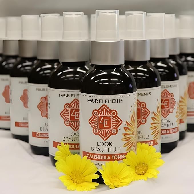 Four Elements 4E Look Beautiful! Calendula Toner, 4 FL OZ - 1st Place Winner in The Luscious Cream and Lotions Category at The International Herb Symposium Product Contest 2023