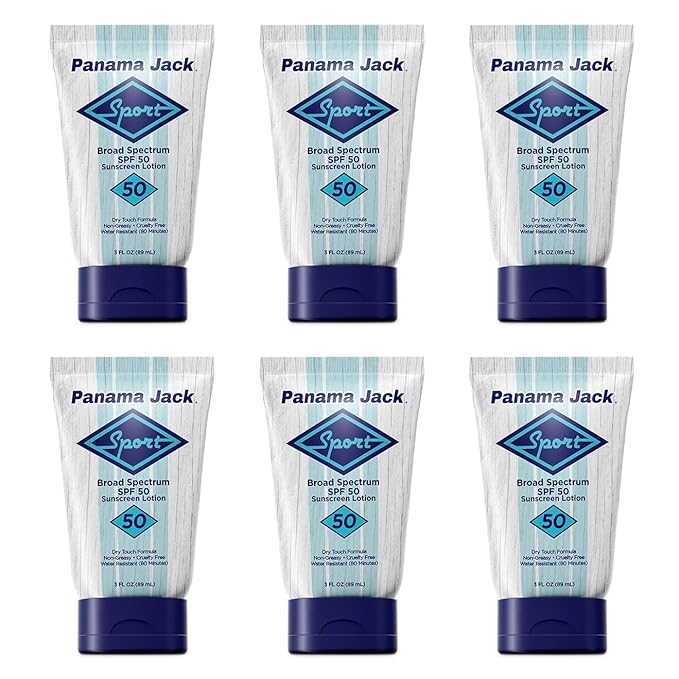 Panama Jack Sport Sunscreen Lotion - SPF 50, Broad Spectrum UVA/UVB Protection, Non-Greasy, PABA, Paraben, Gluten & Cruelty Free, 3 FL OZ (Pack of 1)