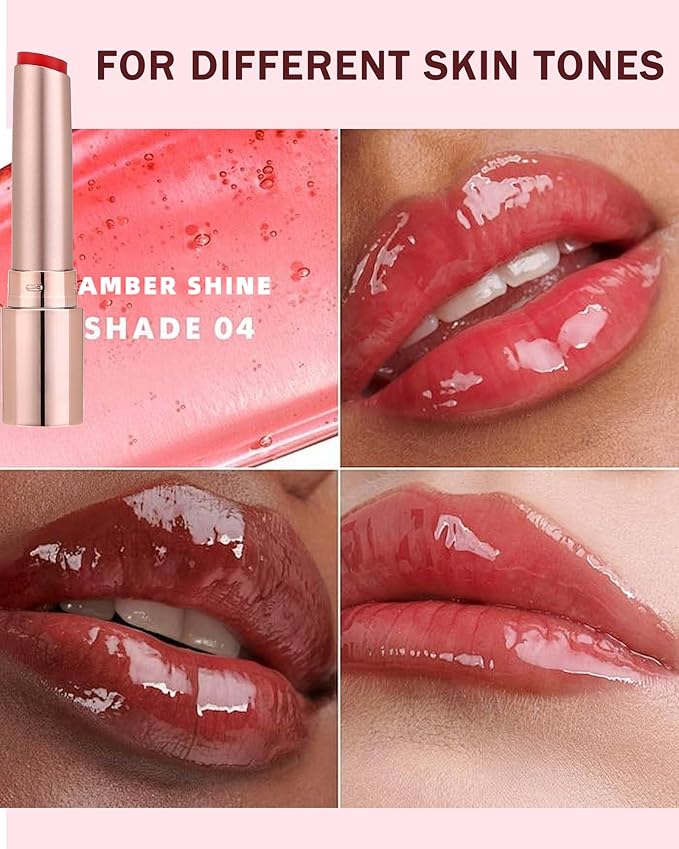 Hydrating Tinted Lip Blam, Natural Sheer Red Nude Lipstick Moisturizing Lipgloss, Long Lasting Waterproof Lip Balm Stain Non-Stick Liptint Oil Stain Glossy Lipcolor Finish for Dry Cracked Lips-04