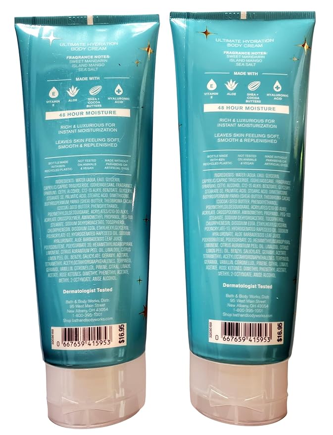 Bath & Body Works Women's Island Margarita Ultimate Hydration Body Cream 8 Ounces Pack of 2