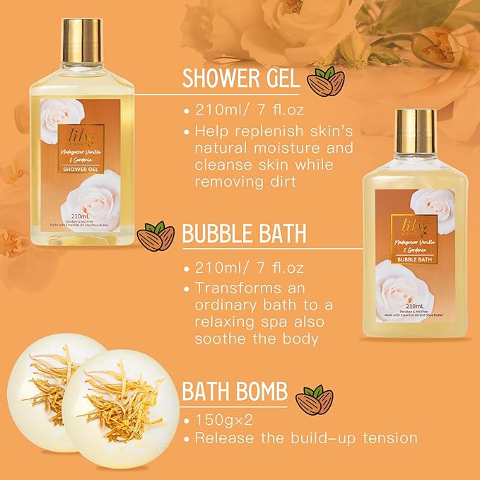 Mothers Day Gifts for Women - 10-Piece Honey Almond Bath and Body Gift Set for Women Spa Gift Basket Self Care Kit | Valentines Day, Birthday, Christmas Gifts, All Occasion Holiday Present