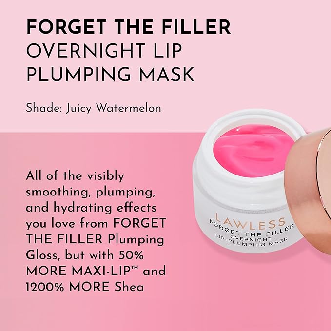 Lawless Women's Forget The Filler Overnight Lip Plumping, Juicy Watermelon, 0.28 Ounce (Pack of 1)