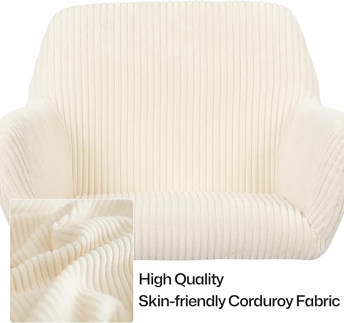 Faux Fur 360°Swivel Desk Chair, Height Adjustable Home Office Armchair with Golden Base for Teens Women Girls, Upholstery Computer Chair for Home Studios, Corduroy & Beige