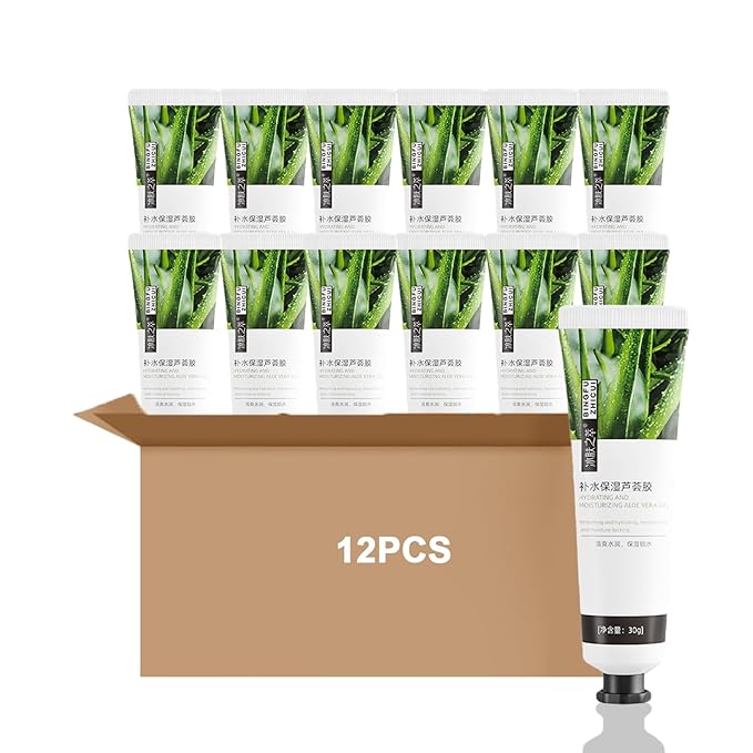 Travel Size Aloe Vera Gel for Face, Hair & Skin - 99% Pure Aloe Vera Gel for Sunburn Relief, After Sun Skin Care Relief, Bulk Soothing Hydrating Aloe Gel for All Skin Types, 30g x 12 Pack
