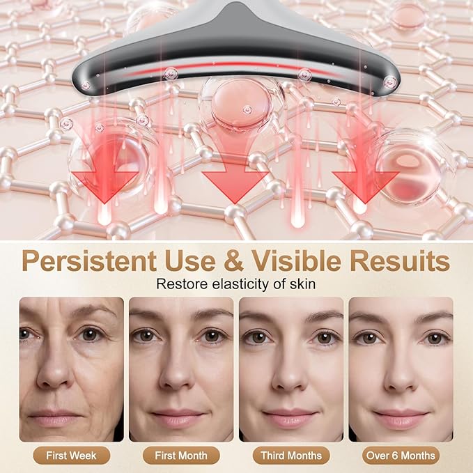 Facial Massager, 7 Color Face and Neck Massager for Skin Care at Home, Portable Beauty Skin Care Tools, White