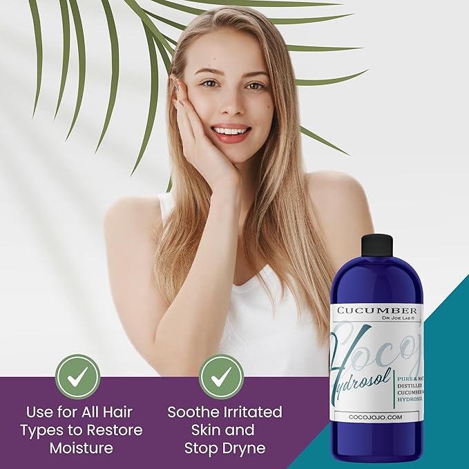 Dr Joe Lab Cucumber Hydrosol Spray Toner for face Floral Water Hydrating Mist, Pure and Natural for All Skin Types COCOJOJO - 32 oz