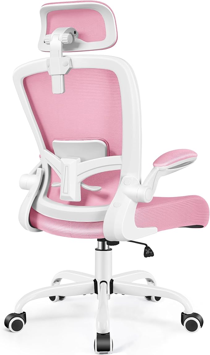 FelixKing Office Chair, Desk Chair with Adjustable Lumbar Support, Ergonomic Computer Chair with High Back and Armrest, Adjustable Height Gaming Chair Home Office Swivel Chair(Pink)