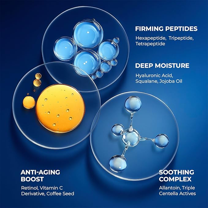 6 in 1 Face Cream for Men: Anti-Aging Mens Moisturizer - Firming Peptide & Hyaluronic Acid & Squalane - Wrinkles Cream Eye Bag Treatment for Men