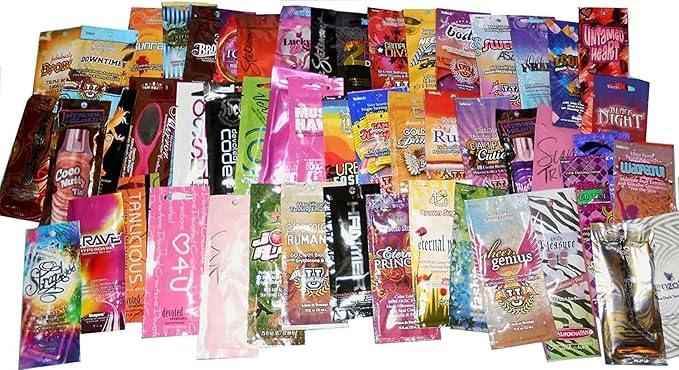 35 Indoor Sun Tan Tanning Bed Sample Packs Packages Suntan Lotion Bronzers ect Packettes