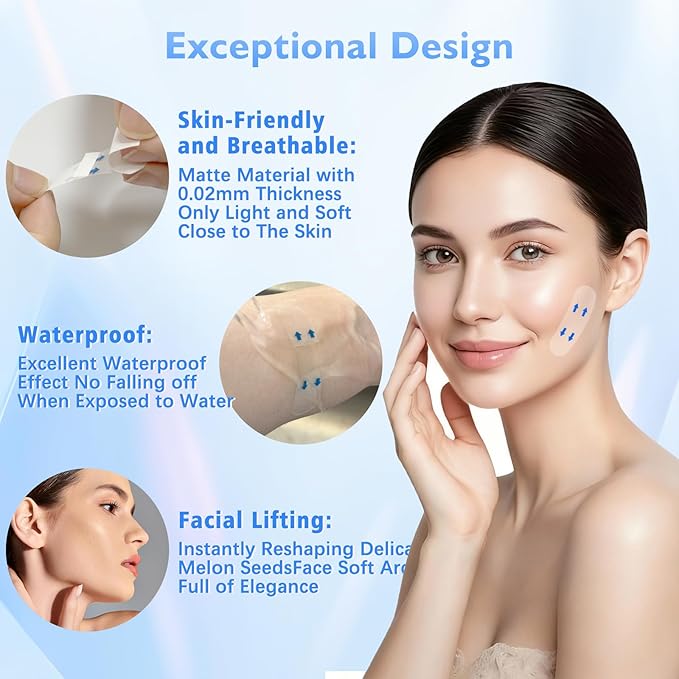 NBF Face Tape Lifting Invisible, Face Lift Tape Invisible for Sagging Skin, Instant Facelift Tapes for Women, Neck, Jowls Lifts Sagging Skin, Concealed Makeup Tape, Visible Results in Seconds-1PC