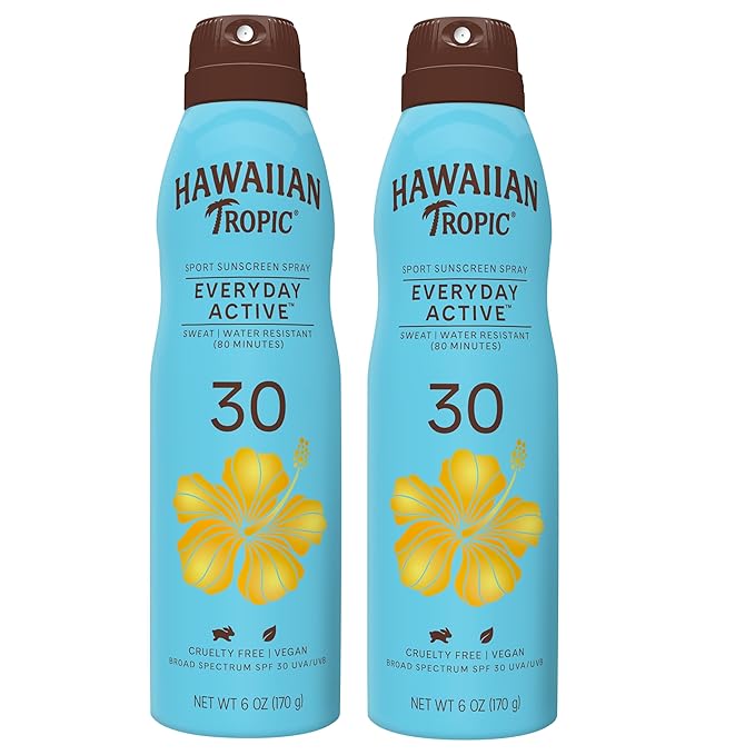 Hawaiian Tropic Everyday Active Clear Spray Sunscreen SPF 30| Hawaiian Tropic Sunscreen Spray SPF 30, Sunblock, Oxybenzone Free, 6oz each Twin Pack