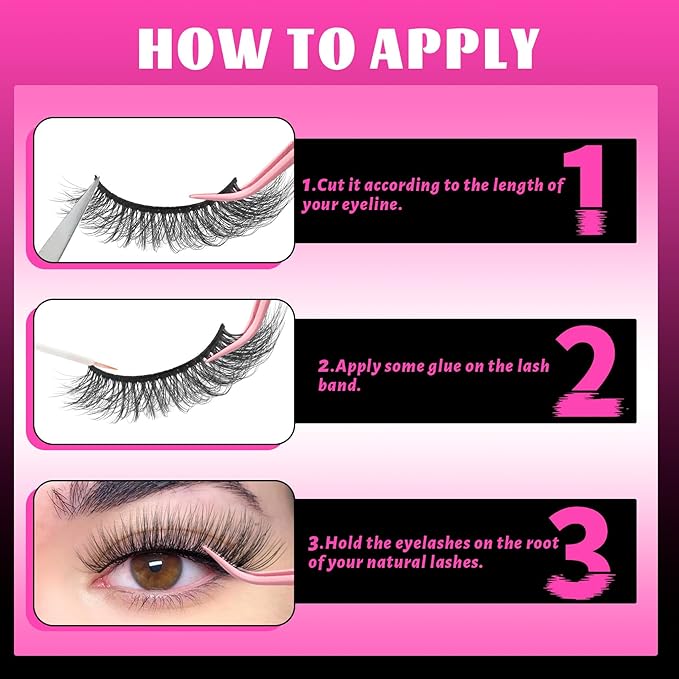 Veleasha Cat Eye Lashes 6D Faux Mink False Eyelashes Fluffy Wispy Strip Lashes Soft 100% Handmade Fake Eyelashes Fox Eye Lash 7 Pairs Pack (Fluffy01)