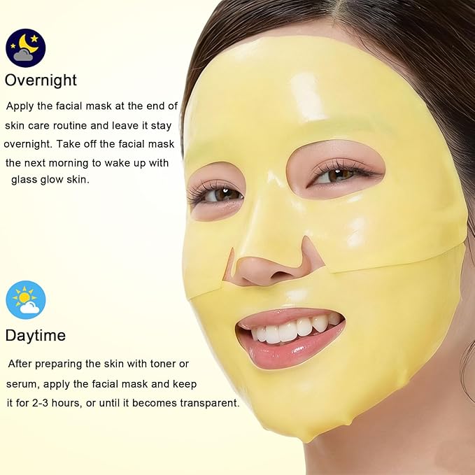 Kojic Acid Turmeric Gel Mask,Overnight Face Mask,Jelly Gel Collagen Mask with Niacinamide,Peptide for Glass Glow Skin - Elasticity, Firming, Smoothing,Fine Lines,Skincare 5ea
