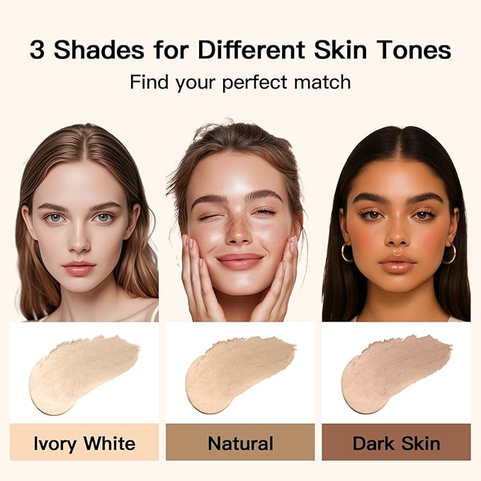Color Changing Foundation Stick- Korean Color-Changing Foundation Stick with Volufiline - Medium to Full Coverage Dewy Finish Base Makeup - Dual-Ended with soft brush - Ivory White