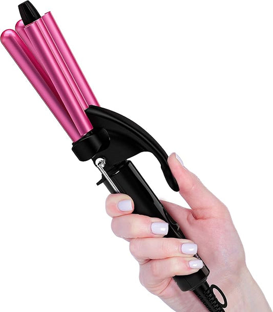 FARERY Mini Waver Curling Iron, 1/2 Inch, Hair Crimper for Women Beach Waves, Keratin & Argan Oil Infused, Dual Voltage, Pouch Bag
