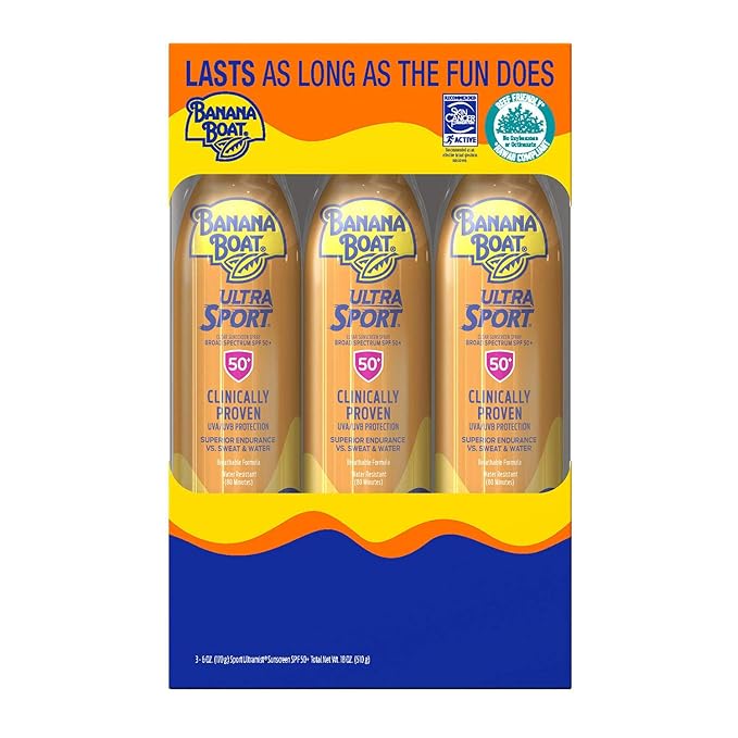 Banana Boat UltraMist Sport Sunscreen High UVA, SPF 50 6 oz (177 ml) (Pack of 3)